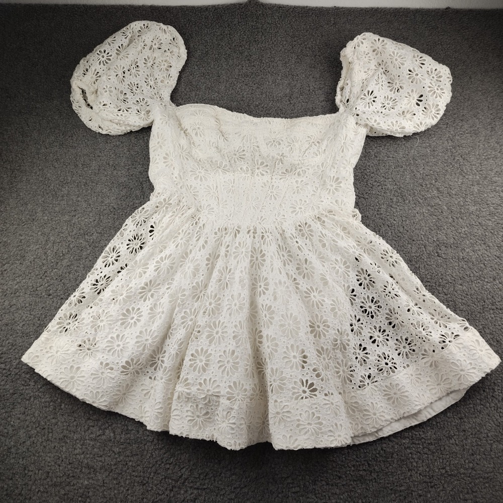 Bardot Cotton Mini Dress Sz 2XL Kiah Eyelet Corset Lined White NWT